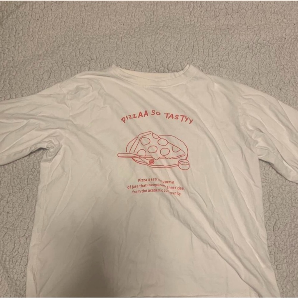 White Graphic Tee - Pizza So Tasty